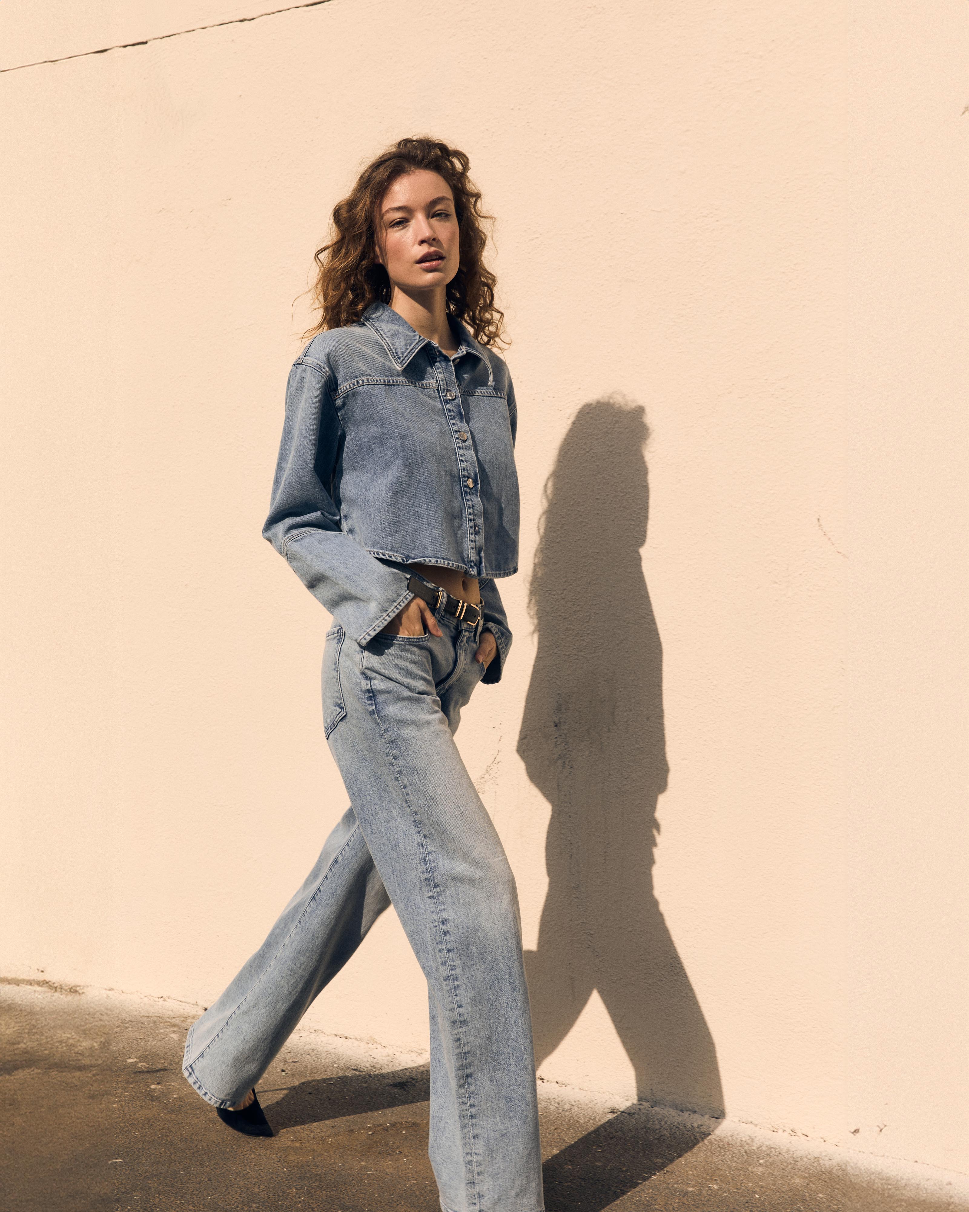 winter work outfits — Le Jean Swing Shirt Jacket