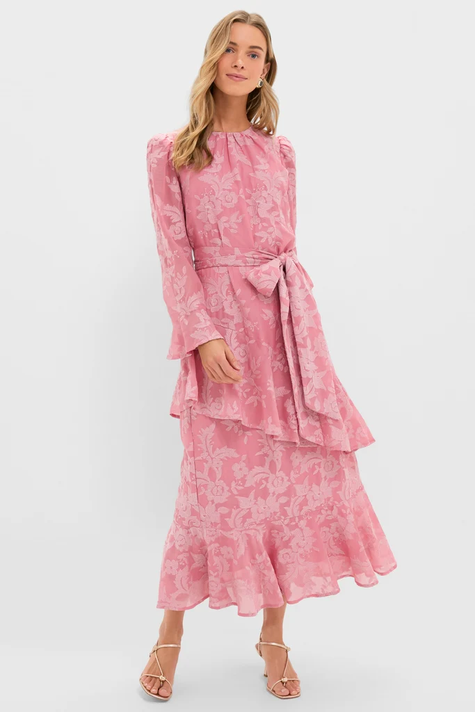 spring dresses for easter — Tuckernuck Pink Chiffon Floral Jacquard Sasha Dress
