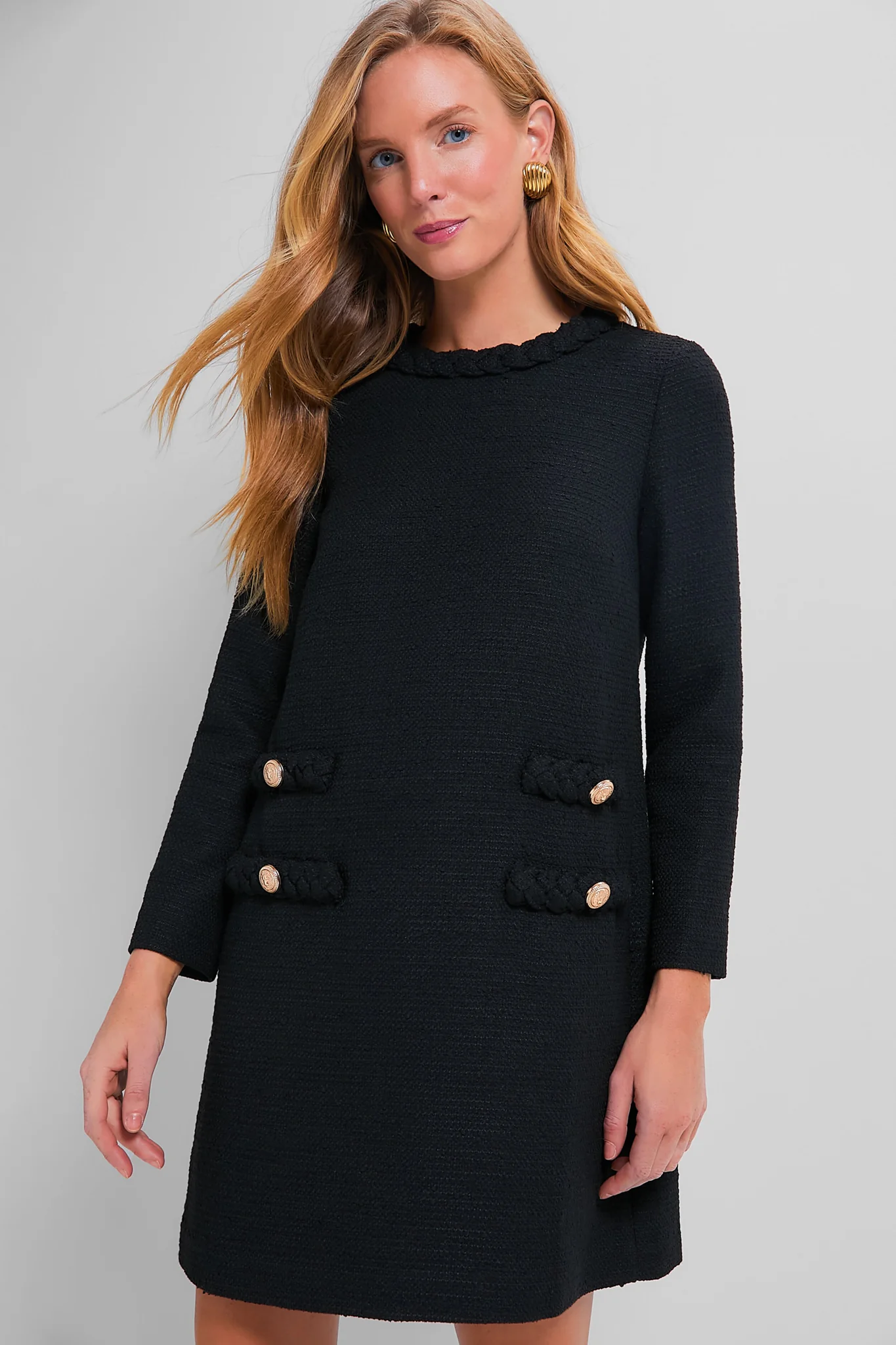 little black dresses — Tuckernuck Black Tweed Long Sleeve Jackie Dress