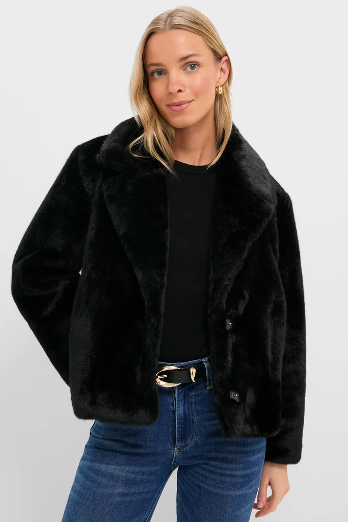 Black Faux Fur Taos Jacket