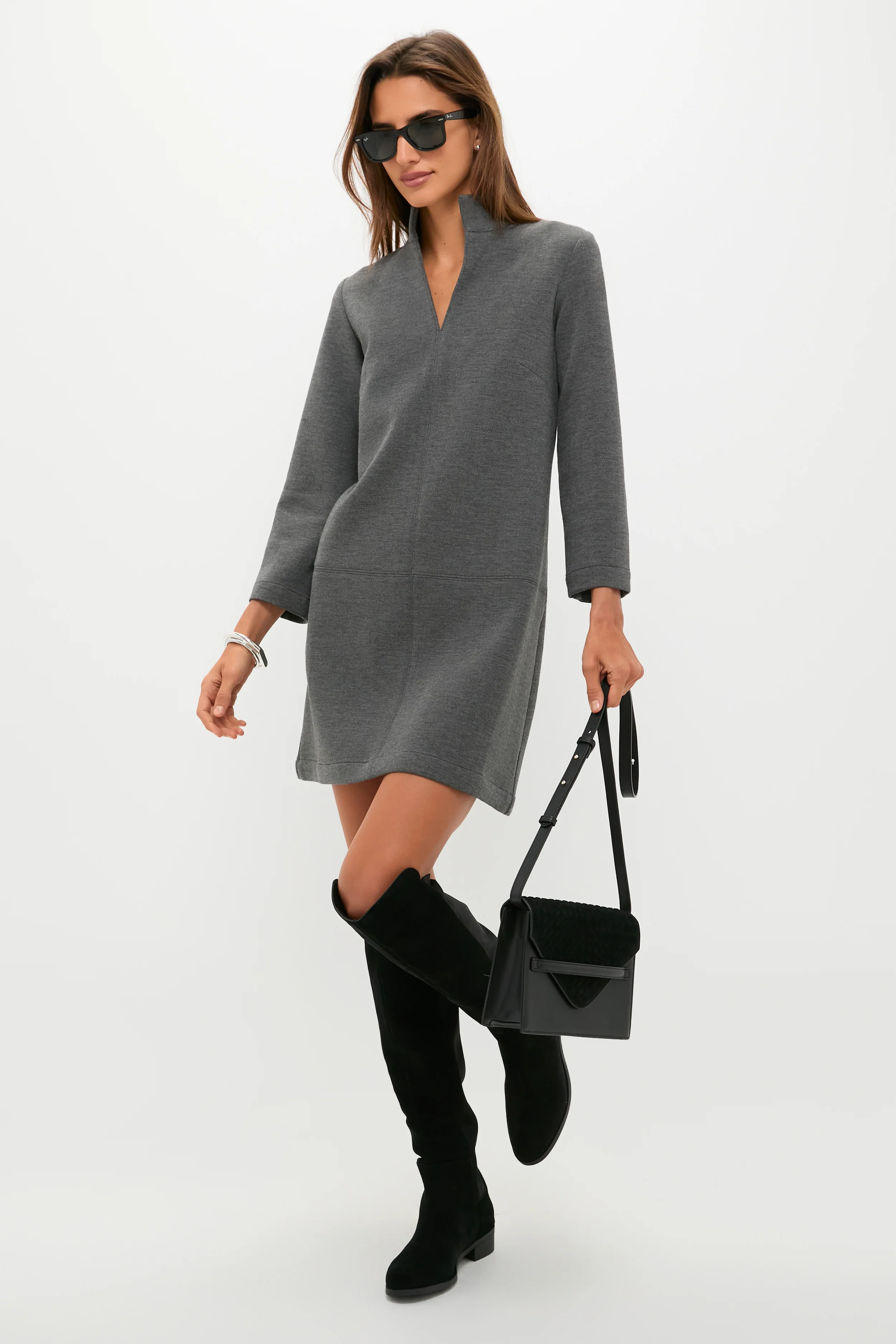 date night outfit ideas — casual — Tuckernuck Charcoal Clifton Dress