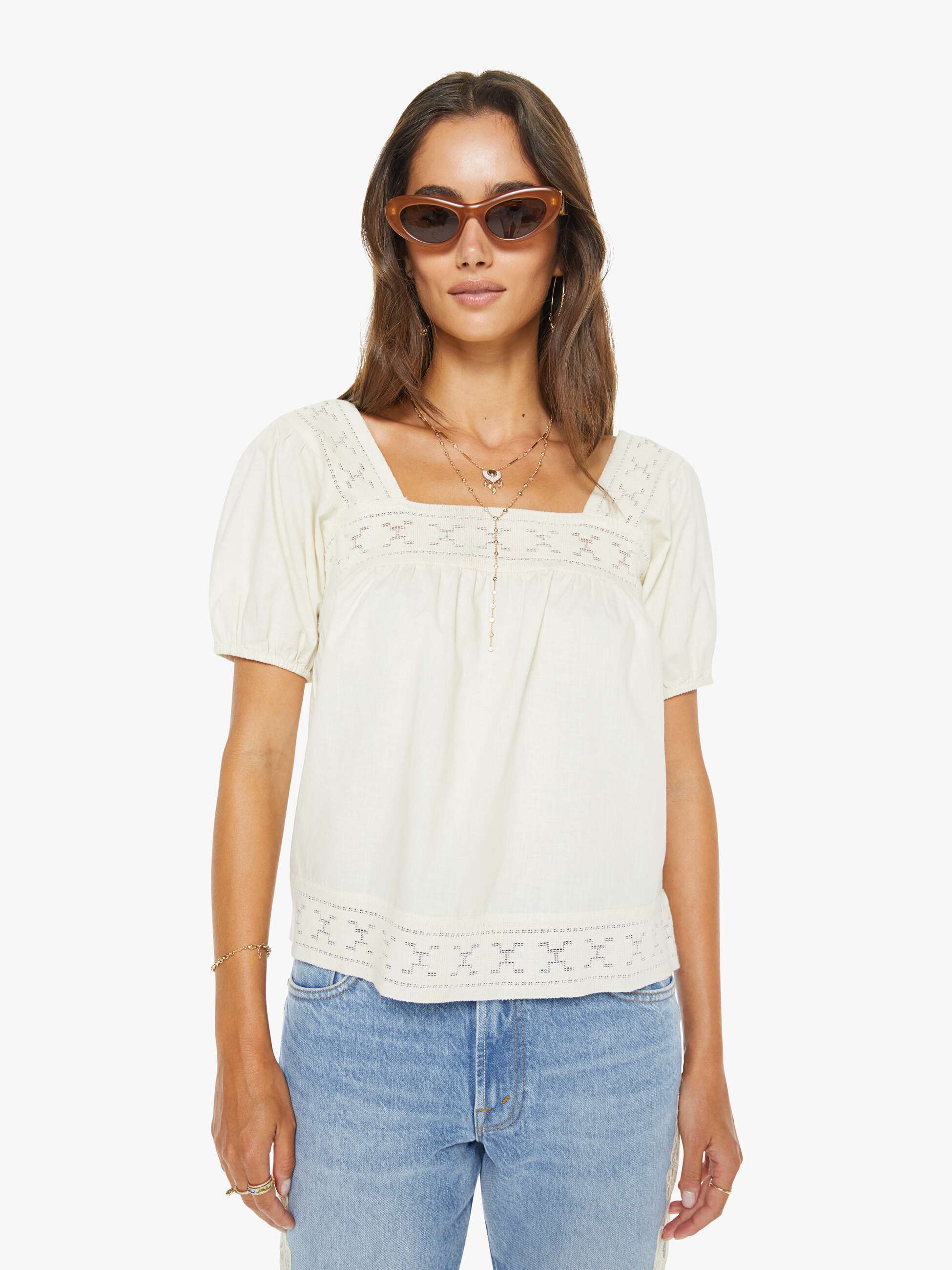 a bridal shower as a guest outfit — Mother The Memory Lane Puff Sleeve - Early Bird