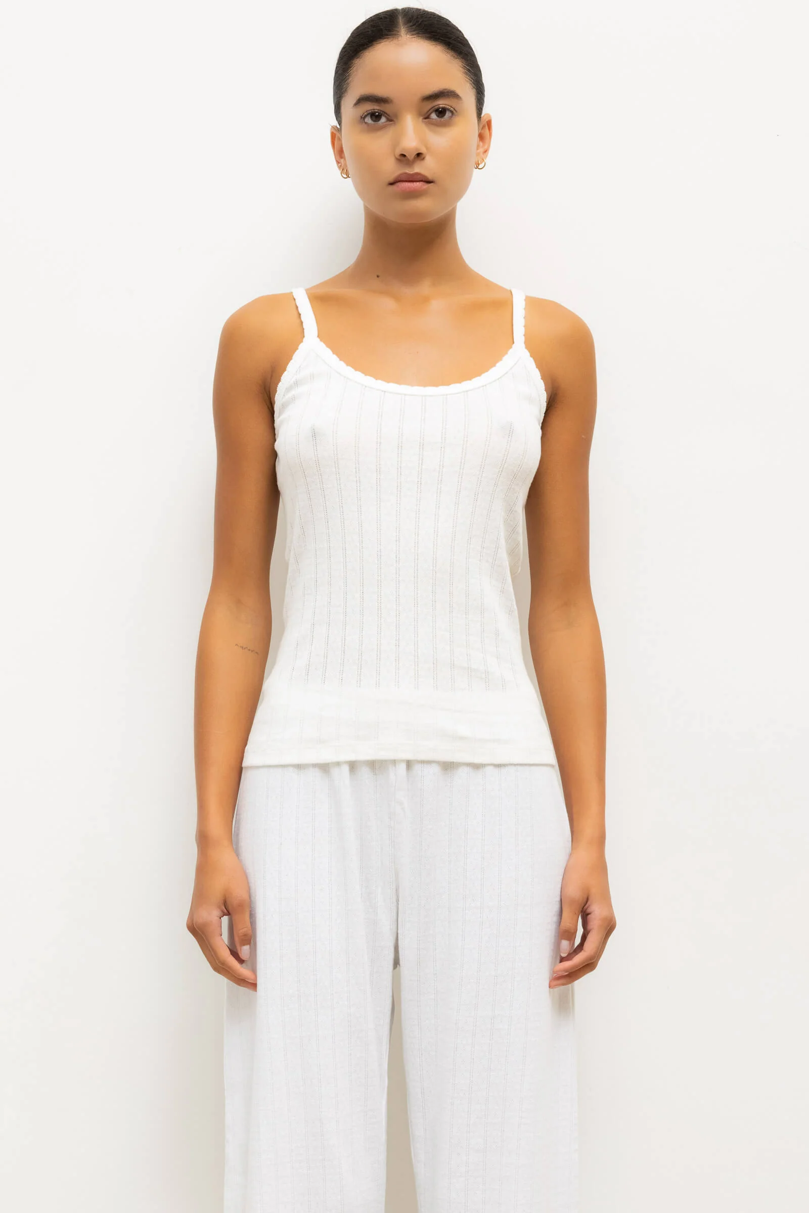 summer outfit ideas brunch — Leset Pointelle Tank