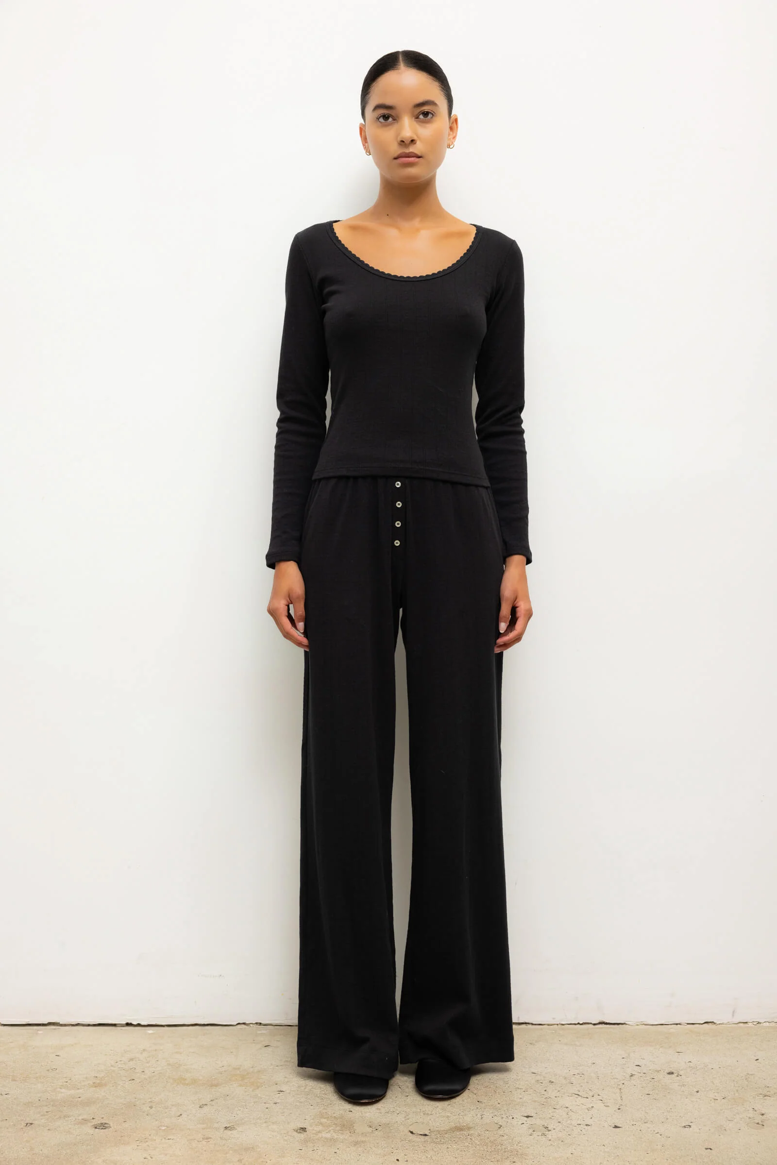 winter capsule wardrobe outfit — Leset Pointelle Boxer Pant