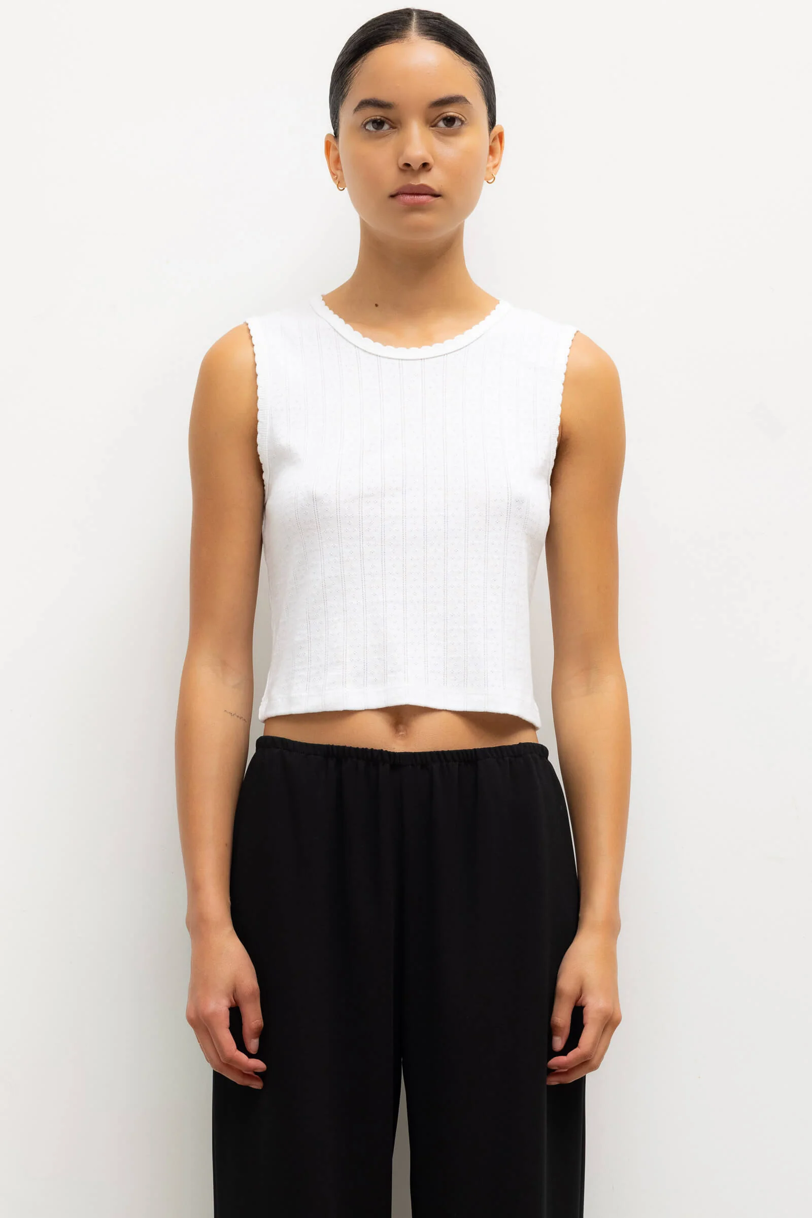 a bridal shower as a guest outfit — Leset Pointelle Sleeveless Crew