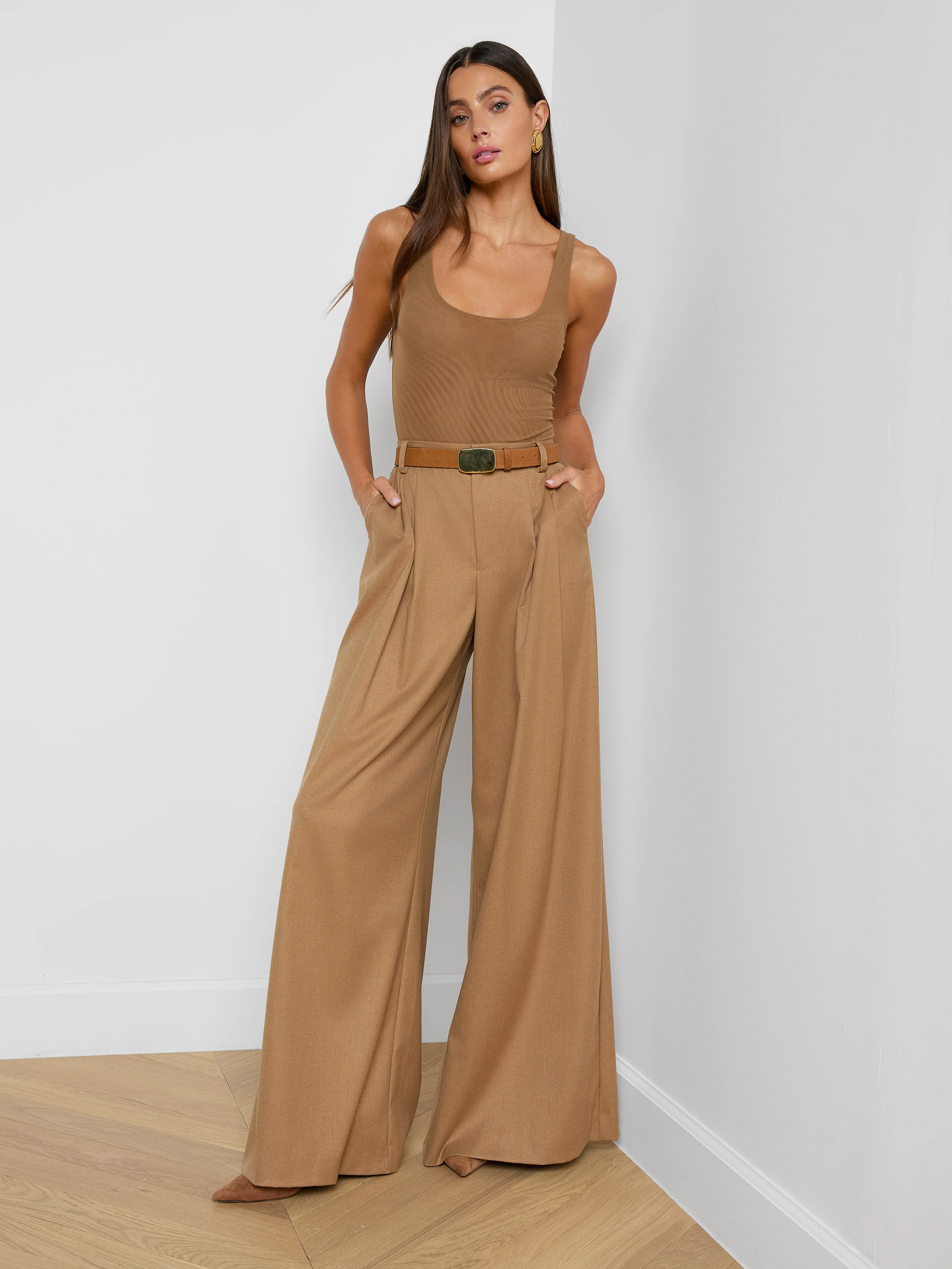 business casual outfits for women — L'agence Chelsy Wide-Leg Pant