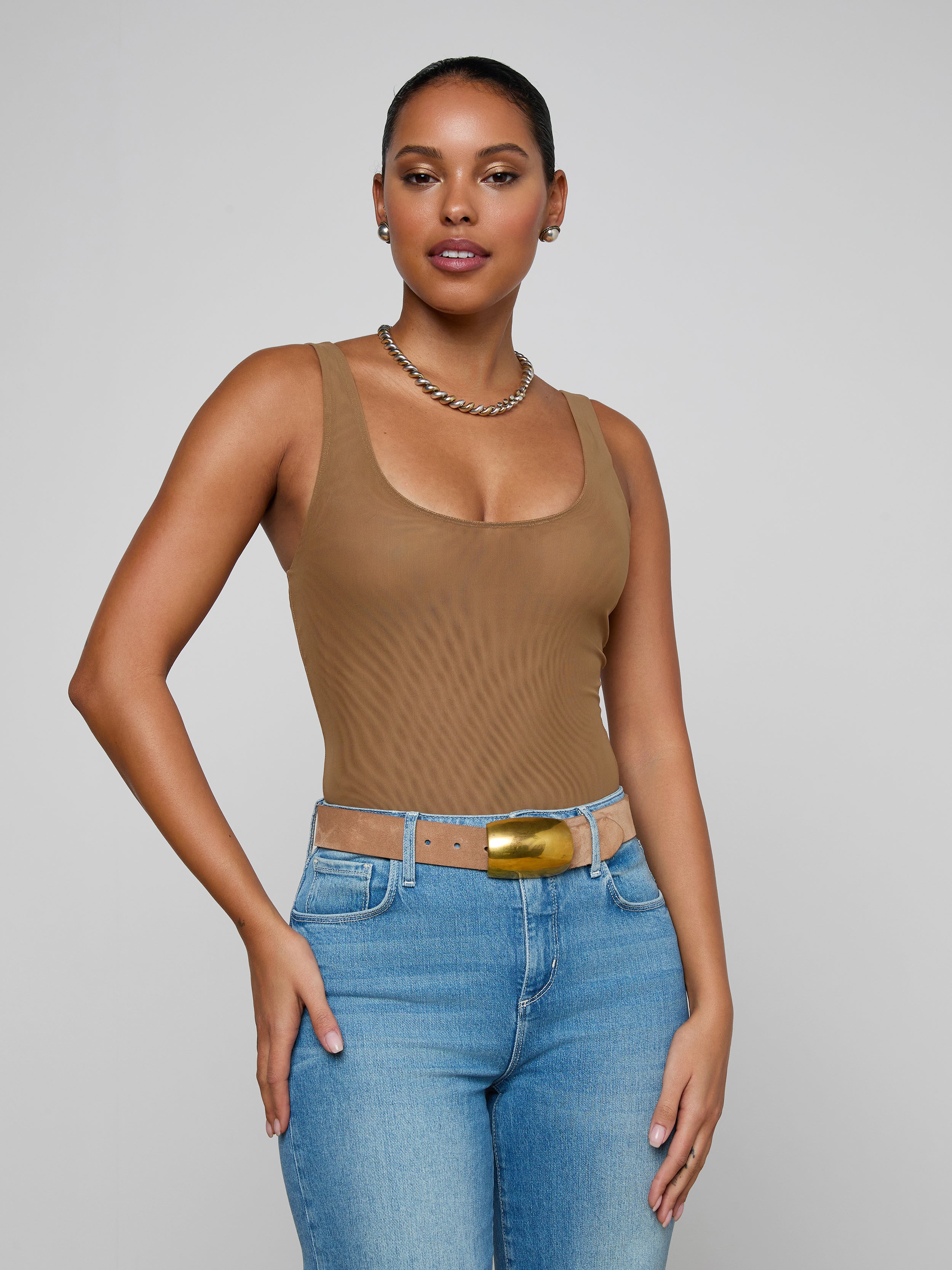 summer work outfits — L'agence Kalea Mesh Bodysuit