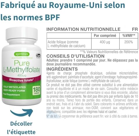 Vue 6 de Pure Lmethylfolate Mcg Acide