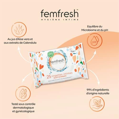 Vue 2 de Femfresh Lingettes Intimes Quotidiennes