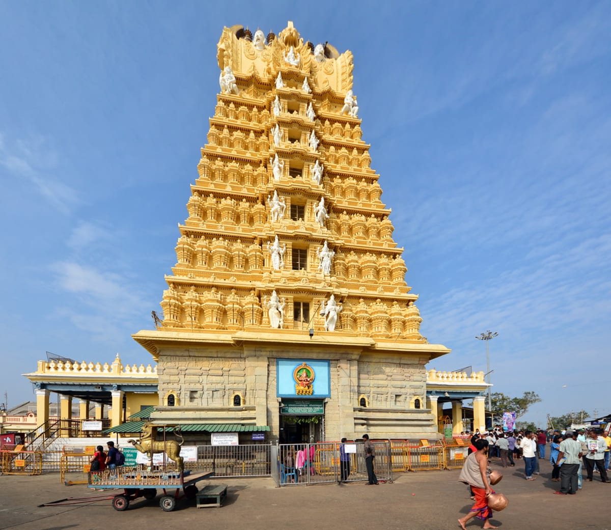 The golden gopuram of the Chamundeshwari Temple on Chamundi Hills, Mysuru