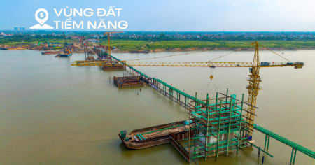 Ngắm cầu gần 10.000 tỷ xây nhanh bậc nhất Hà Nội, dự kiến hoàn thành trong chưa đầy 2 năm, kết nối đại đô thị của Vinhomes và Sun Group