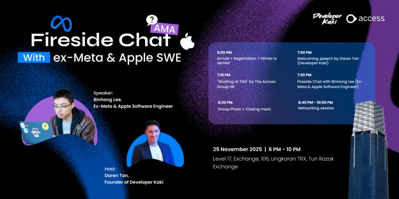 AMA Fireside Chat with ex-Meta & Apple SWE by Developer Kaki