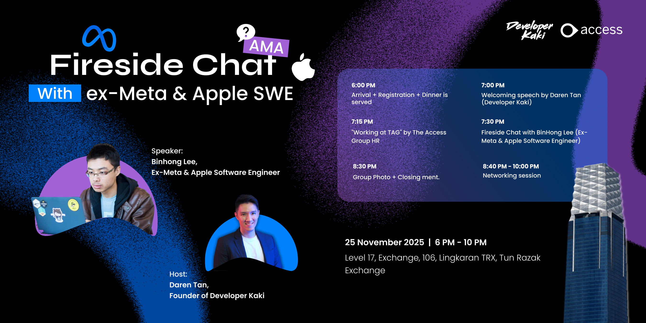 AMA Fireside Chat with ex-Meta & Apple SWE by Developer Kaki