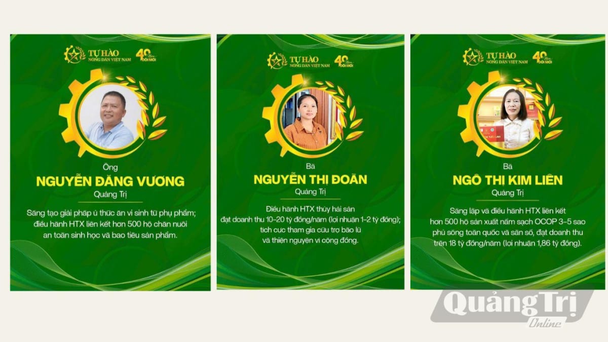 Quảng Trị có 3 đại biểu được tôn vinh 'Nông dân Việt Nam xuất sắc 40 năm đổi mới'