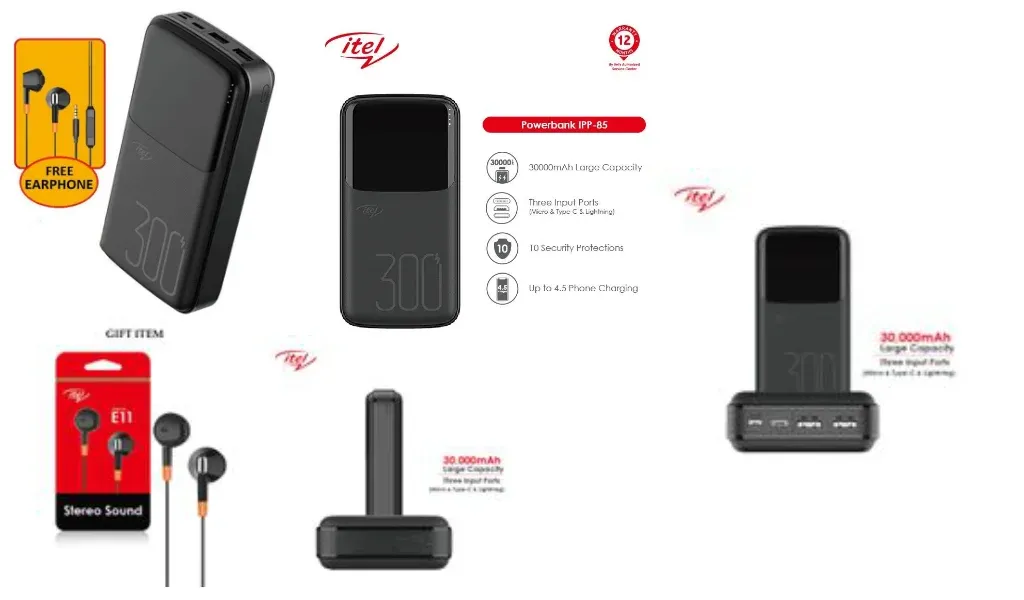 Itel Fast Charging Power Bank - 30000mAh