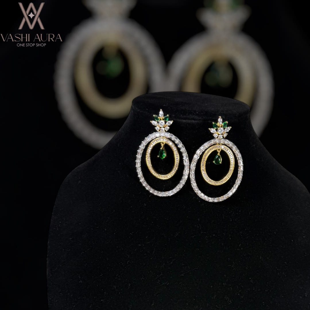 Round Oval Shaped Earrings with two layers of hoops