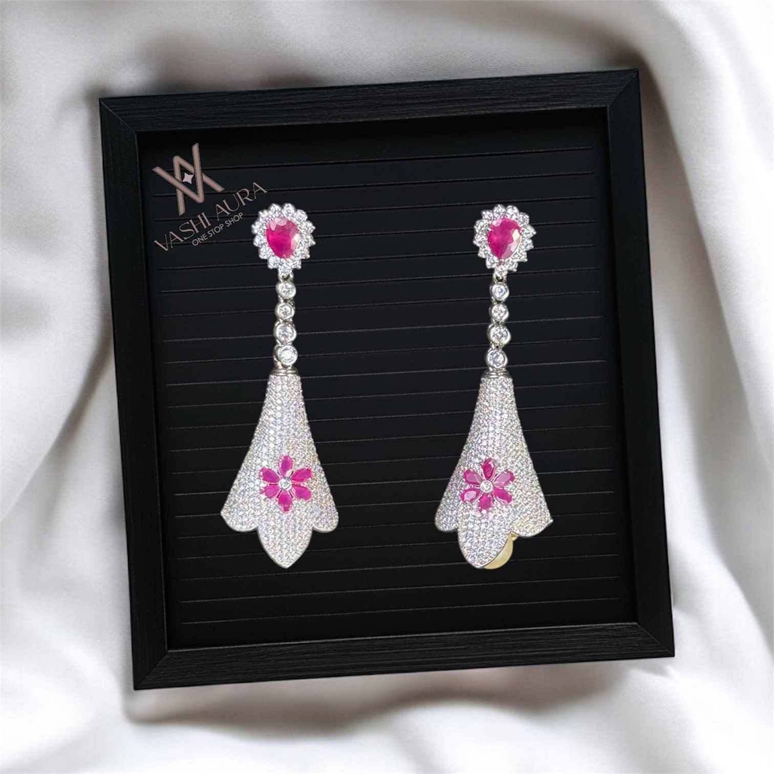 Adorned Funnel-Shaped Long Earrings