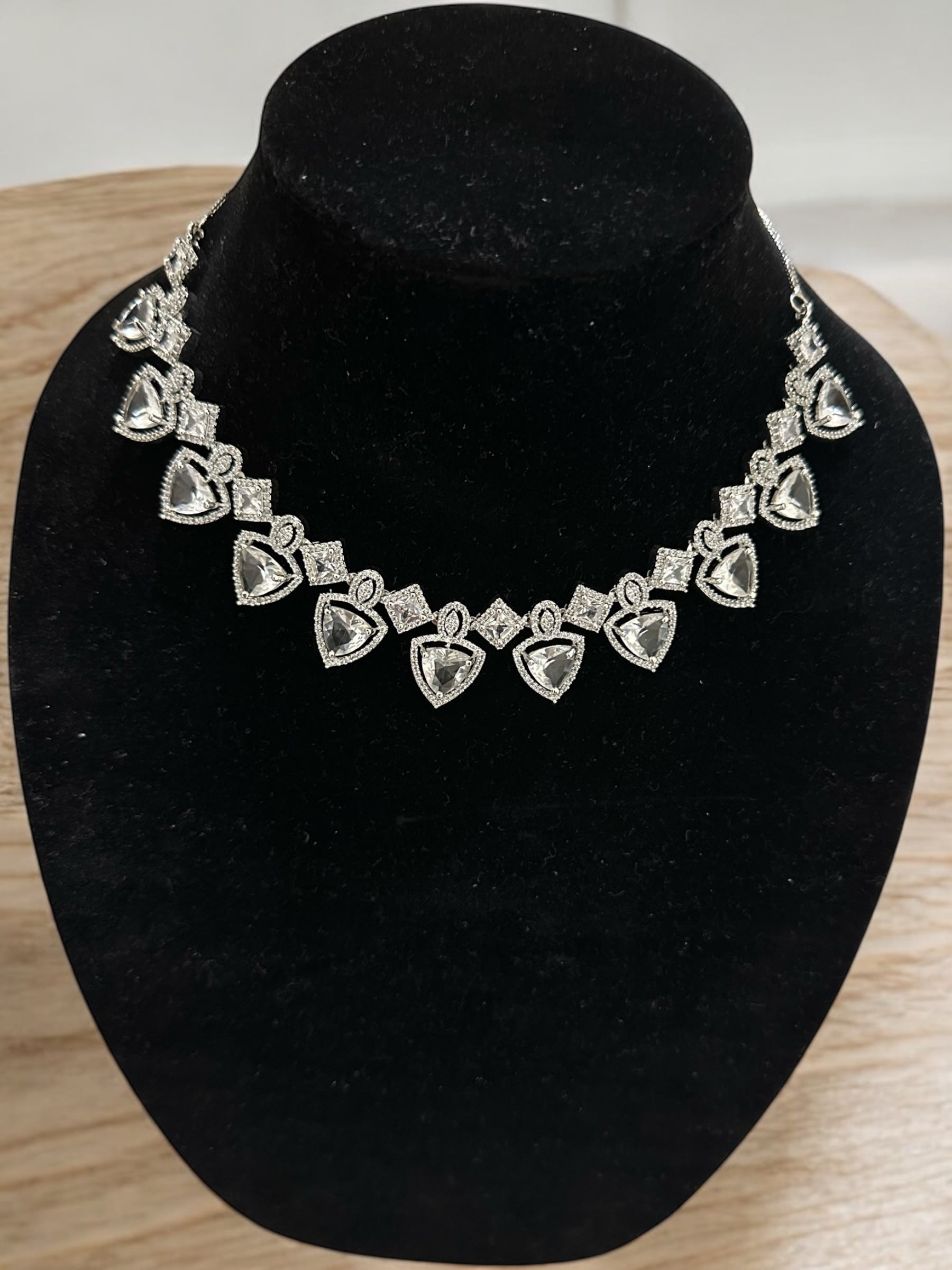 American Diamond Neckset with Triangular Pattern