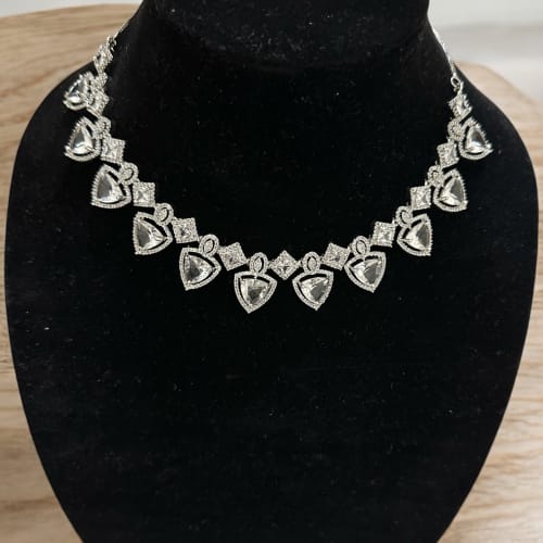 American Diamond Neckset with Triangular Pattern 