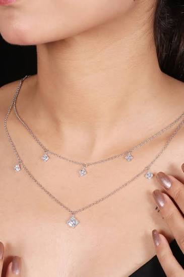 Silver Layered Necklace view 2