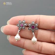 Italian Silver Drop Dangler Earrings view 2