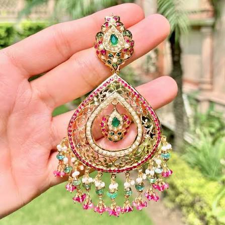 Antique Silver Chandbali Earrings view 2