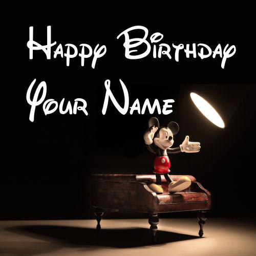 Mickey Mouse with Disney Font Happy Birthday