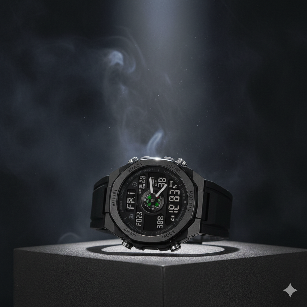 Detalle de la luz nocturna del reloj