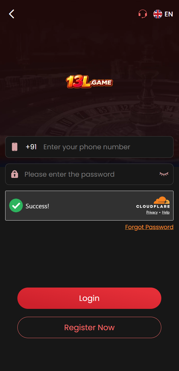 13L Game mobile app interface showing main game dashboard