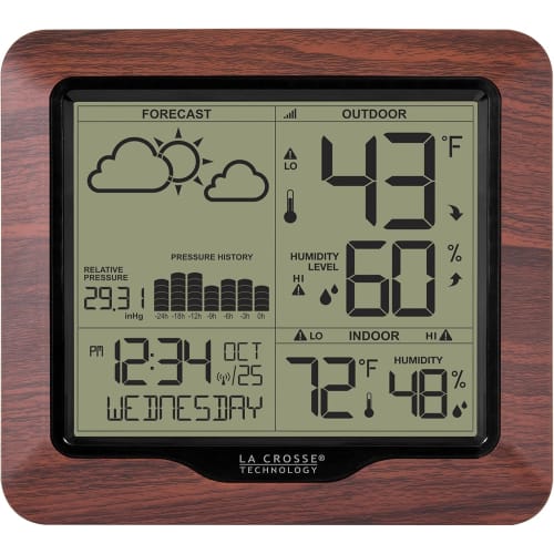 Crosse Technology La Crosse Technology Station de prévision sans fil rétroéclairée avec pression