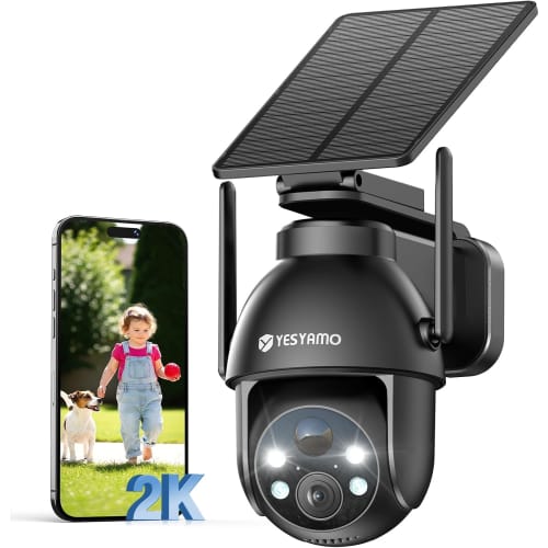 YESYAMO 2K Camera Surveillance Exterieure Solaire