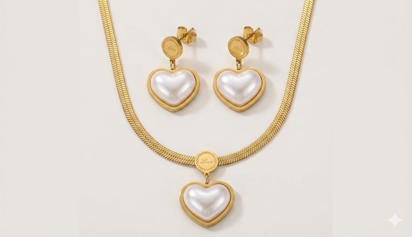 Parure de 2 pièces forme de cœur 