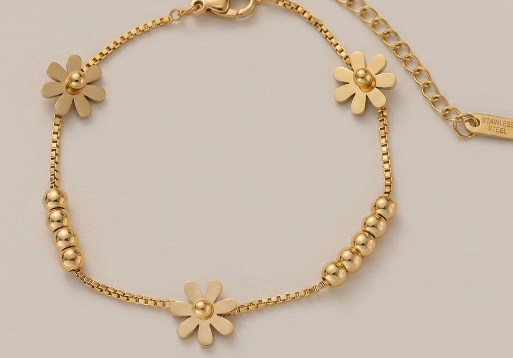 Bracelet Marguerite Perles Plaqué