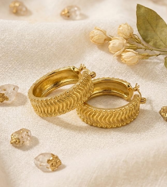 Boucles d'Oreilles - Texture Ondulée