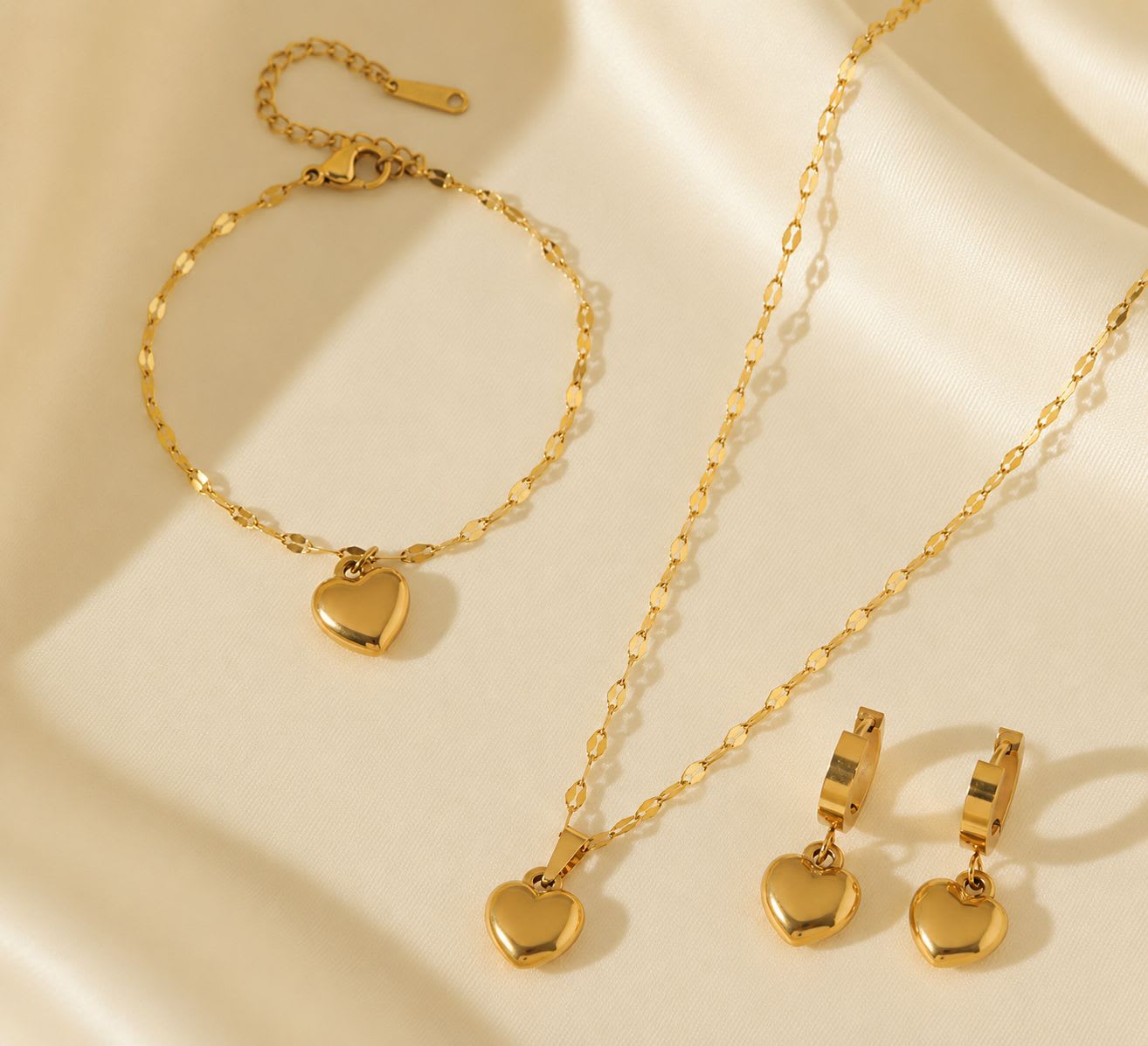 Parure de bijoux cœur en acier inoxydable 316L