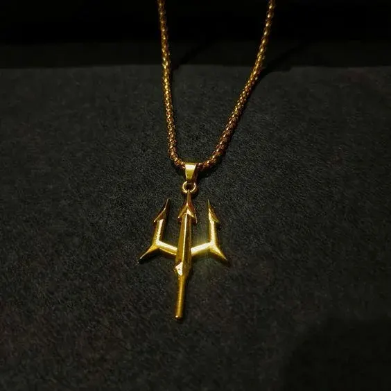Sterling Silver Trident (Trishul) Pendant for Men