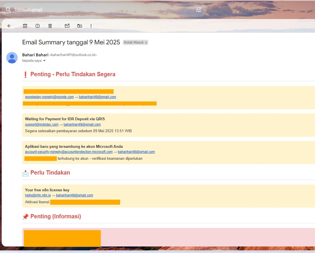 Automated Daily Email Summary Using n8n and DeepSeek AI screenshot 2