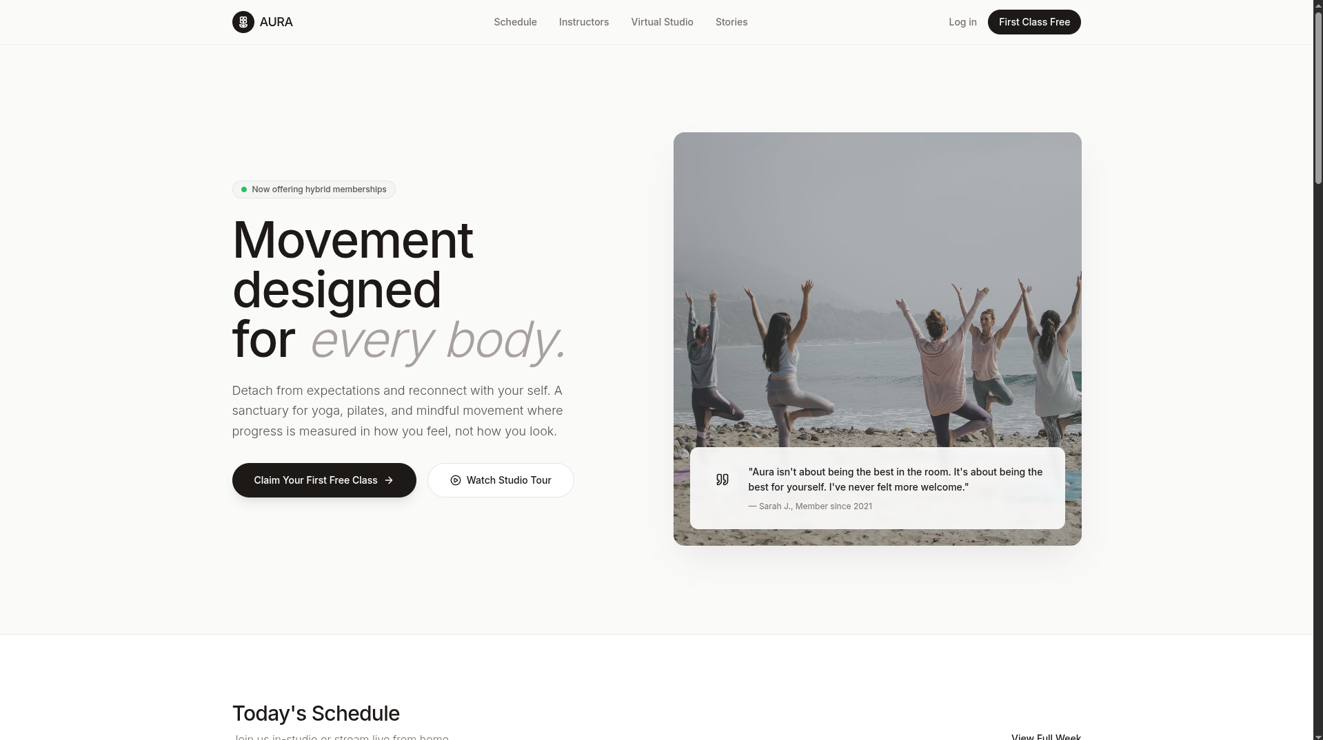 Landing Page Fitness/Yoga Studio