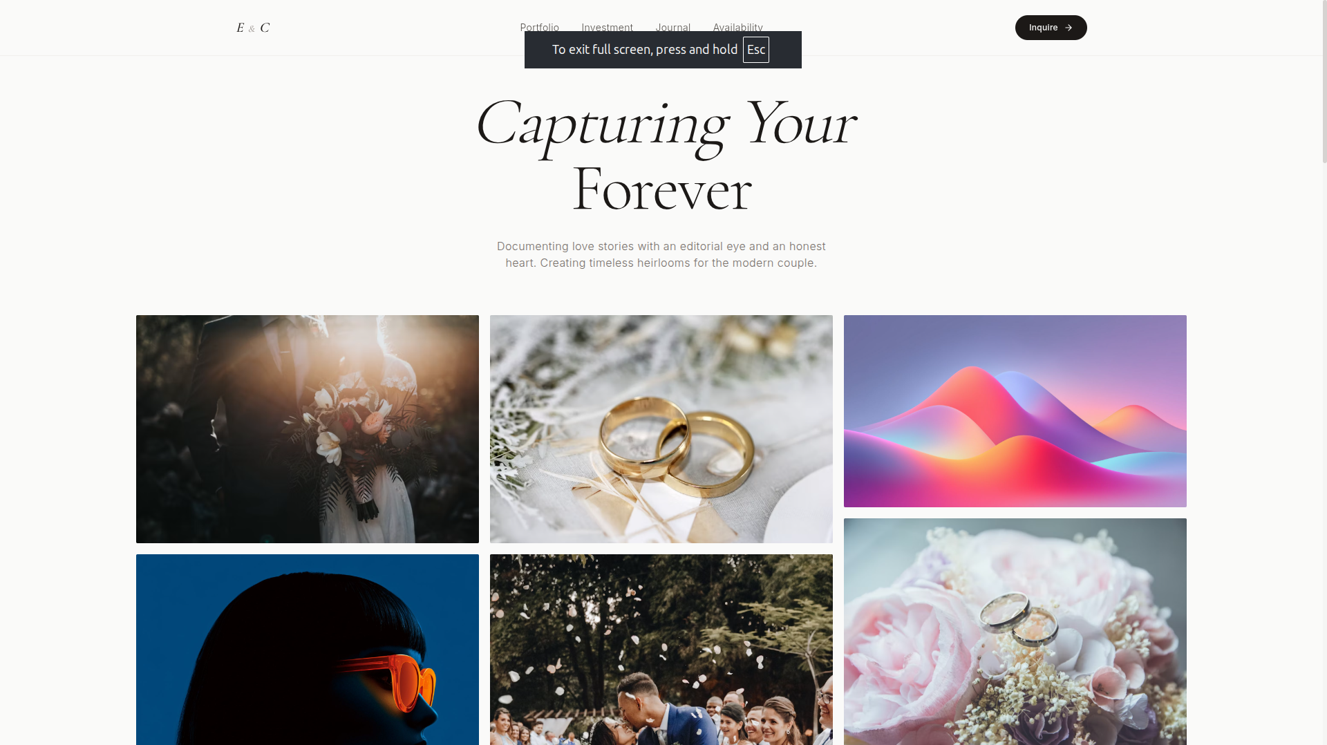 Landing Page Wedding Photography