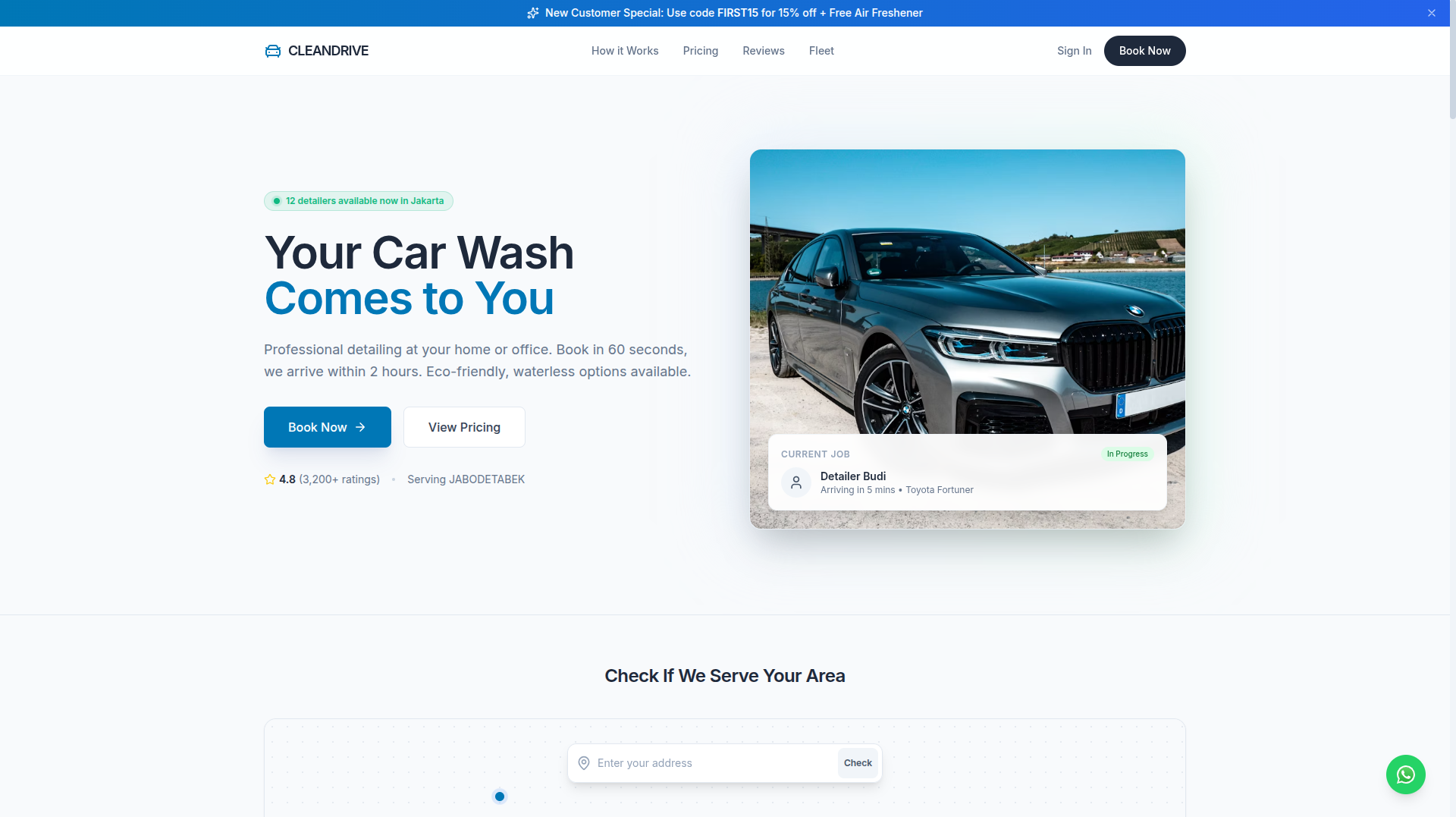 Landing Page Car Wash