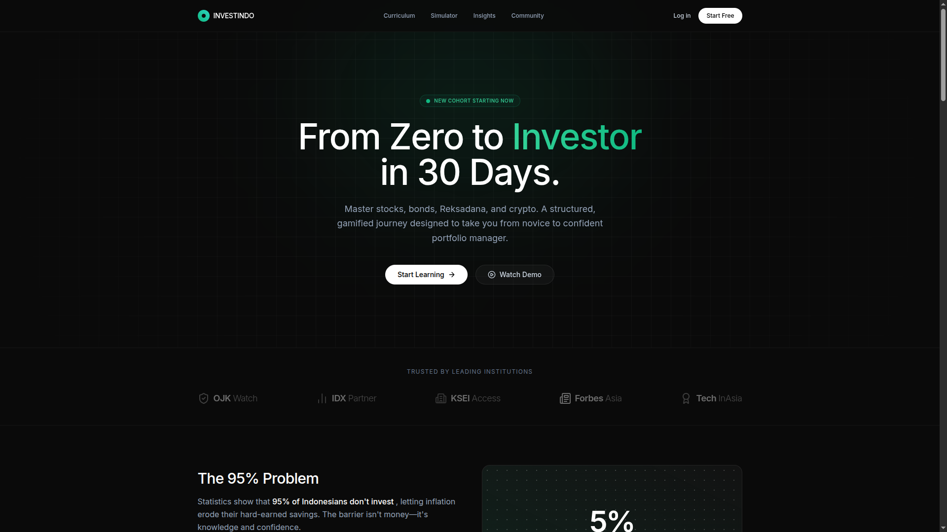 Landing Page Investment Education Platform