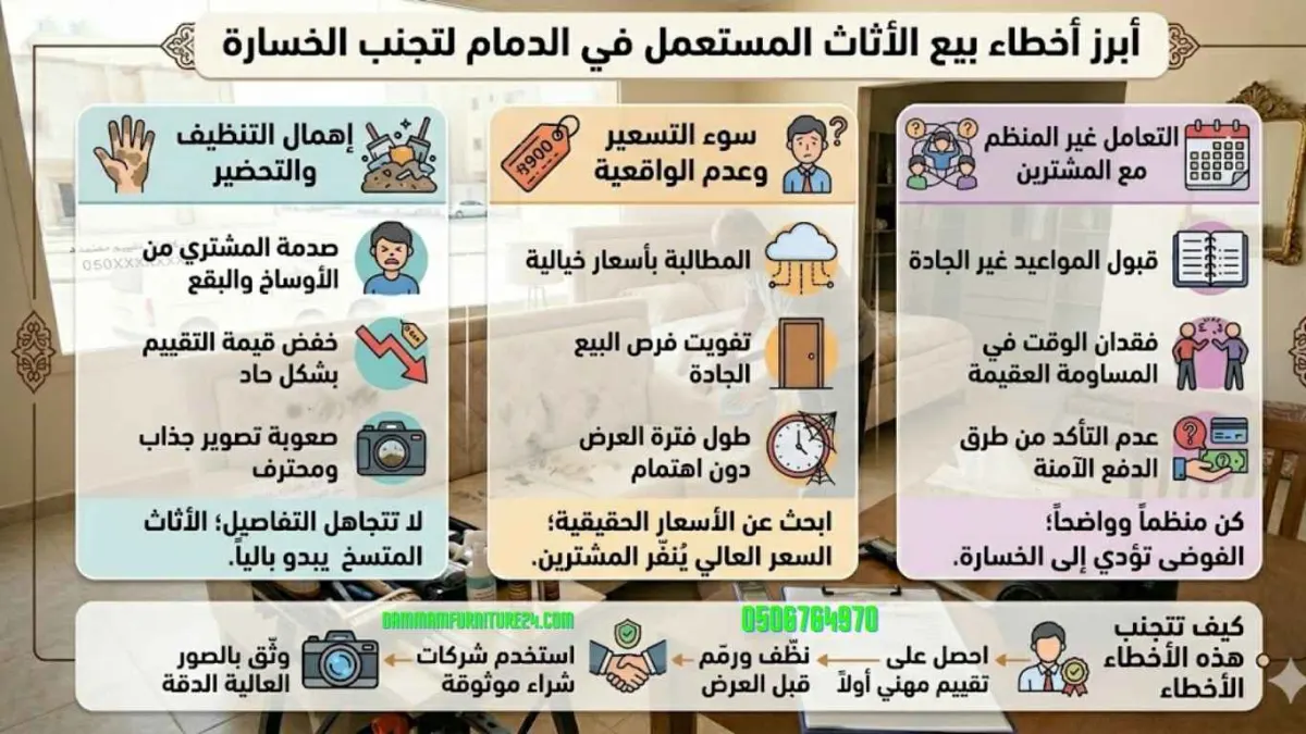 أخطاء شائعة عند بيع الأثاث المستعمل في الدمام يجب تجنبها