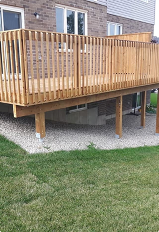 Completed deck on helical pile foundation