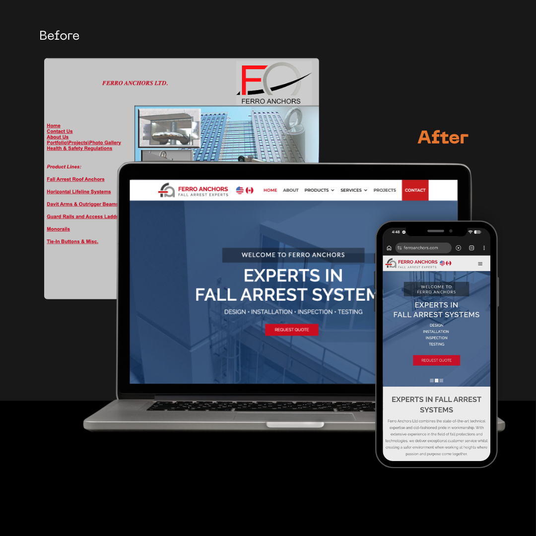 Ferro Anchors website before and after