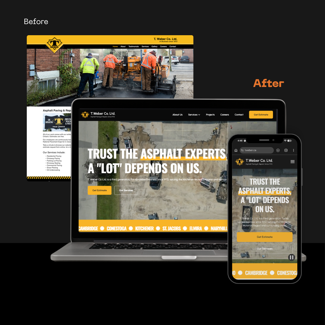 T. Weber Co. Ltd. website before and after