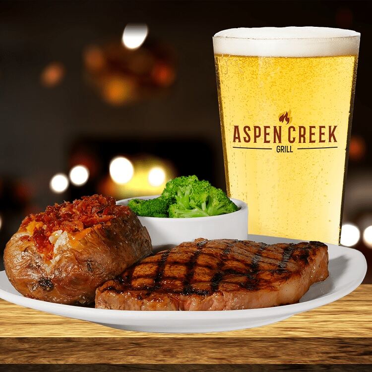 Aspen Creek Grill focuses its culinary creations on salads, pizzas, seafood, pasta, and chicken dishes.