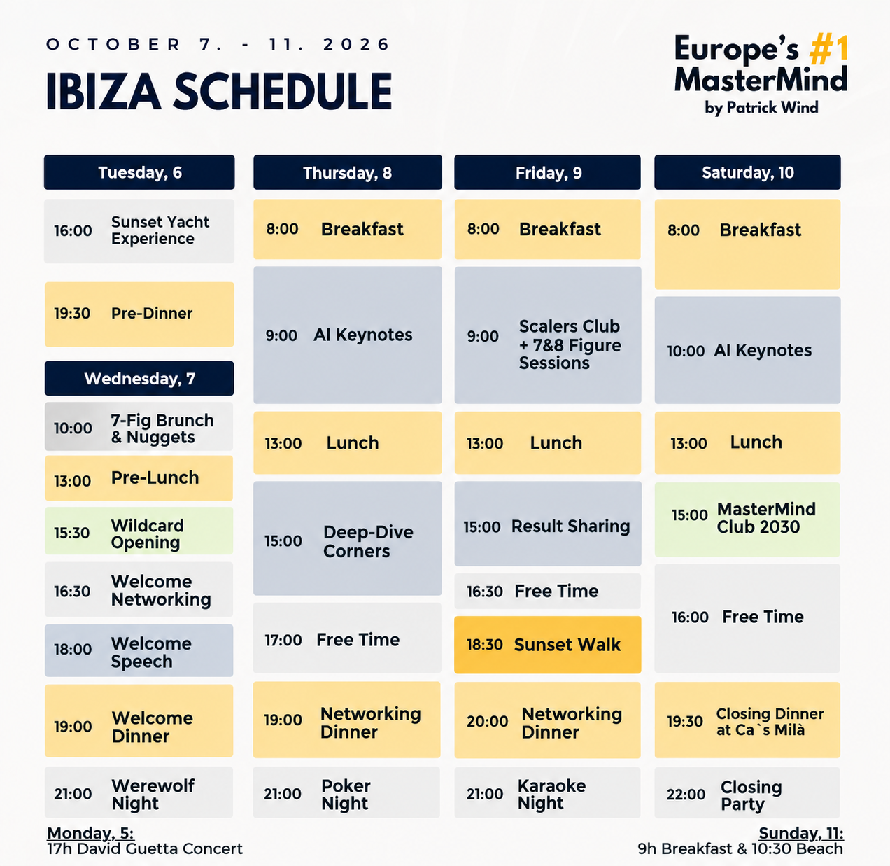 Ibiza Schedule