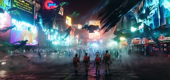 Ghostbusters Times Square set