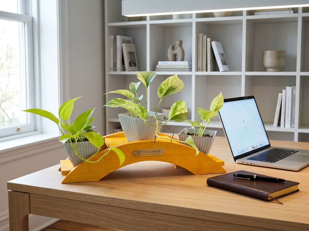 Modern Curved Wooden Plant Stand