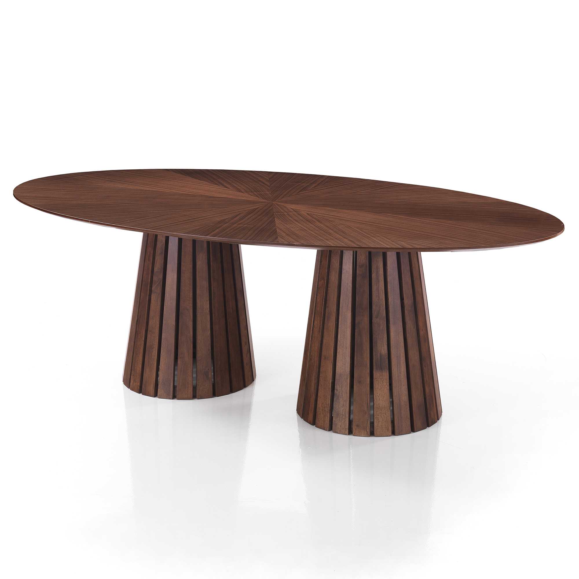 TAVOLO OVALE MALTA WALNUT LEGNO NOCE/ROVERE PIANO INTARSIATO ORESTELUCHETTA - Foto 2 di 13